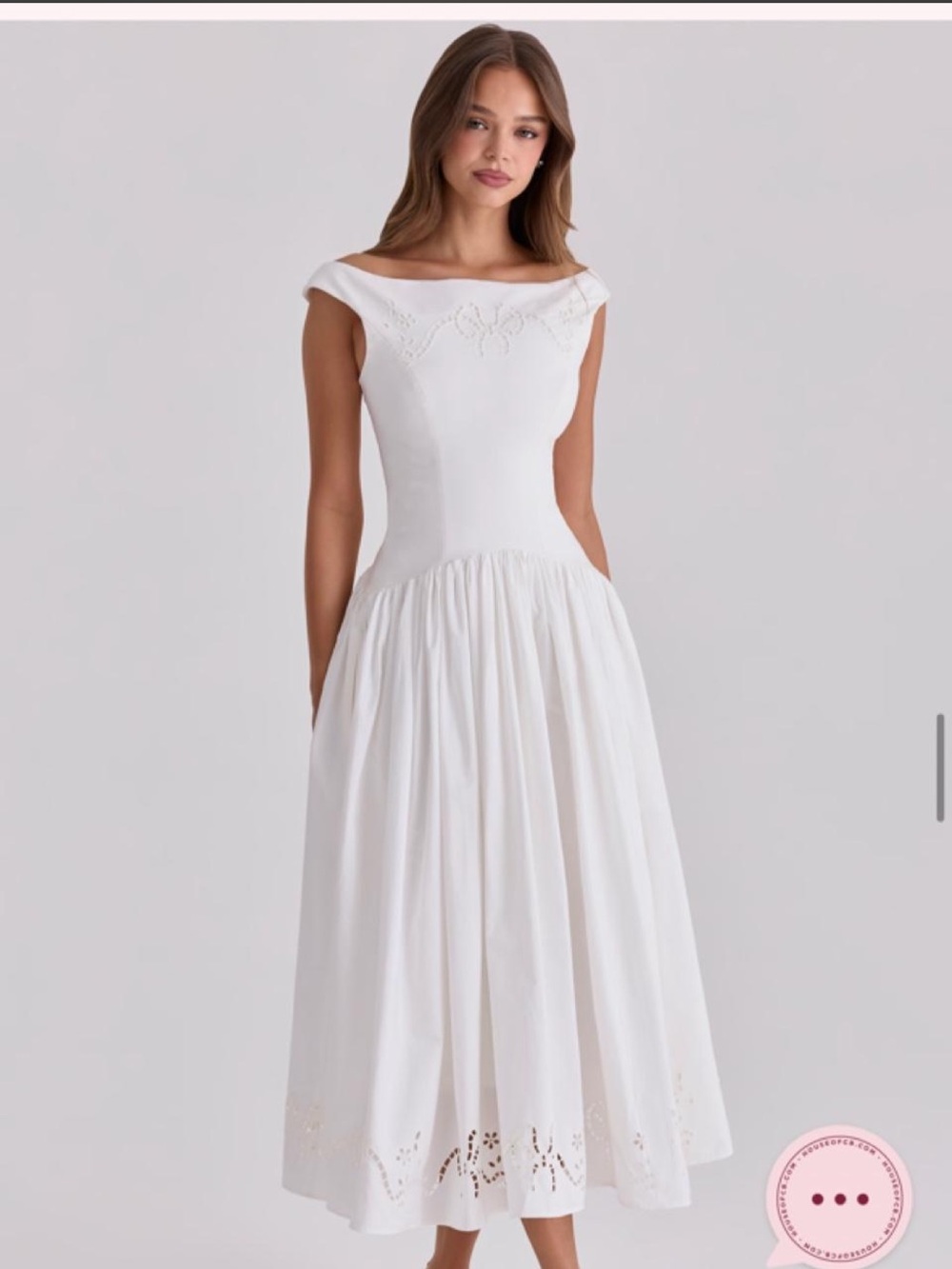 House of CB Elegant White Off-Shoulder Midi Dress